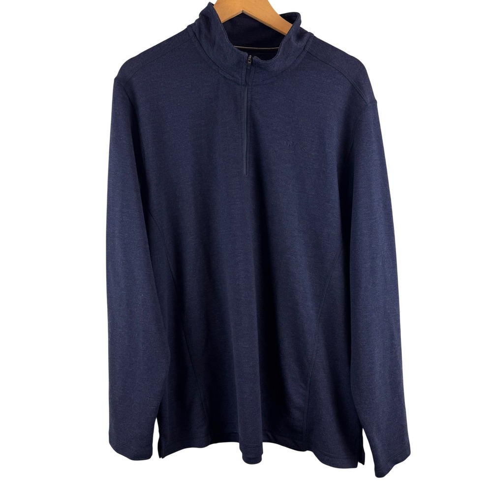 Orvis Quarter Zip Pullover Mens XL Navy Blue‎ Heathered Stretch Classic 1412097